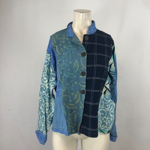 WILD WOMAN Jackets & Blazers - WILD WOMAN WILD THING- WOMEN'S S/M - PATCHWORK BUTTON JACKET W/ POCKETS